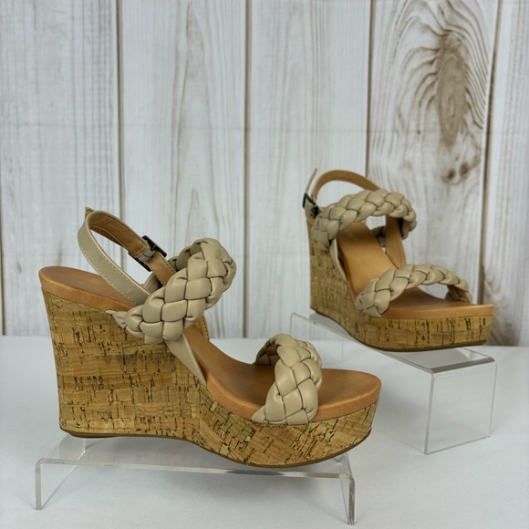 Alter’d State Wedge Sandals Braided Straps Comfort Platform Shoes Tan Size 7.5 - Picture 2 of 16